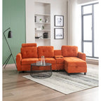 HOMEFUN Velvet/PU/Fabric Upholstered Tufted L-Shape Sectional Storage Convertible Sofa