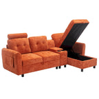 HOMEFUN Velvet/PU/Fabric Upholstered Tufted L-Shape Sectional Storage Convertible Sofa