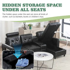 HOMEFUN Velvet/PU/Fabric Upholstered Tufted L-Shape Sectional Storage Convertible Sofa