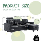 HOMEFUN Velvet/PU/Fabric Upholstered Tufted L-Shape Sectional Storage Convertible Sofa