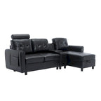 HOMEFUN Velvet/PU/Fabric Upholstered Tufted L-Shape Sectional Storage Convertible Sofa
