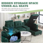 HOMEFUN Velvet/PU/Fabric Upholstered Tufted L-Shape Sectional Storage Convertible Sofa