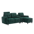 HOMEFUN Velvet/PU/Fabric Upholstered Tufted L-Shape Sectional Storage Convertible Sofa