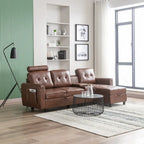 HOMEFUN Velvet/PU/Fabric Upholstered Tufted L-Shape Sectional Storage Convertible Sofa