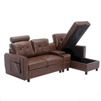 HOMEFUN Velvet/PU/Fabric Upholstered Tufted L-Shape Sectional Storage Convertible Sofa