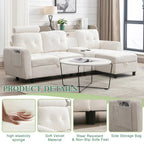 HOMEFUN Velvet/PU/Fabric Upholstered Tufted L-Shape Sectional Storage Convertible Sofa