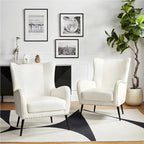 Invidiae Wooden Upholstered Armchair with Metal Legs Set of 2