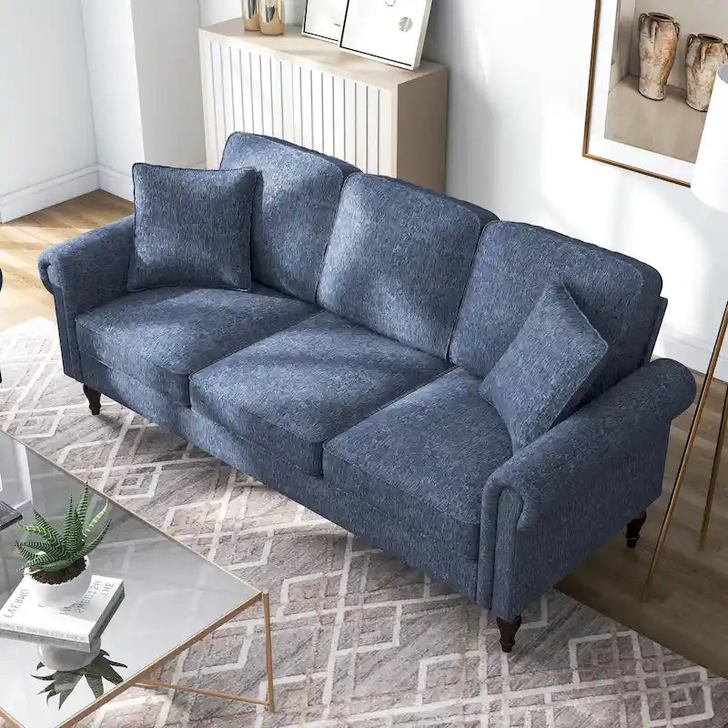 Igny Traditional Chenille Upholstered Rolled Arms Sofa by Furniture of America