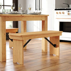 40 x 12 Antique Rustic Solid Pine Folding Farm Bench
