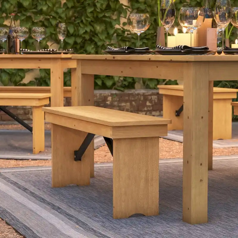 40 x 12 Antique Rustic Solid Pine Folding Farm Bench