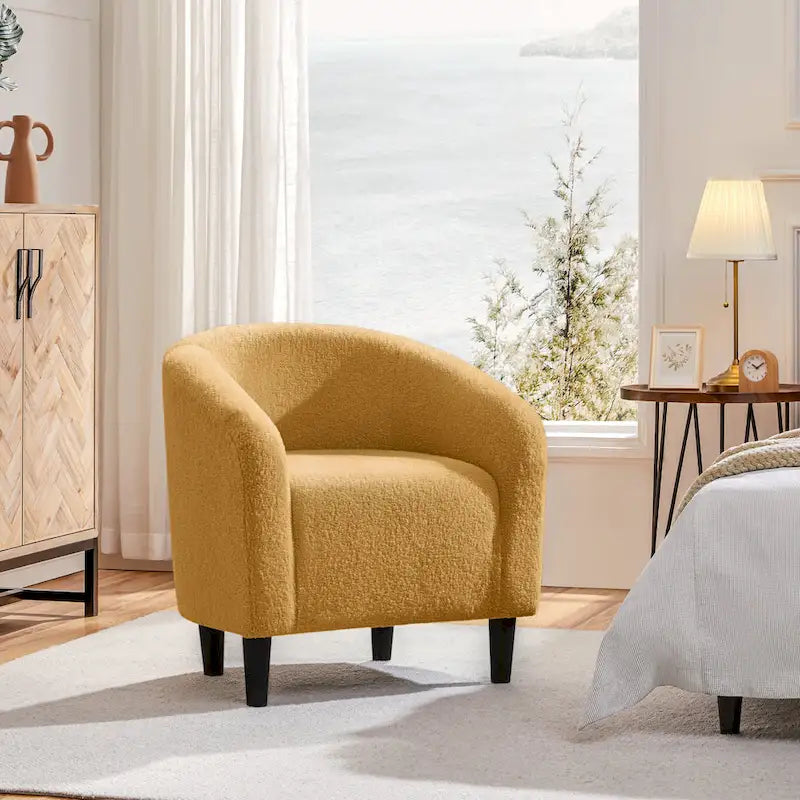 Yaheetech Club Chair Accent Barrel Chair Upholstered Arm Chair
