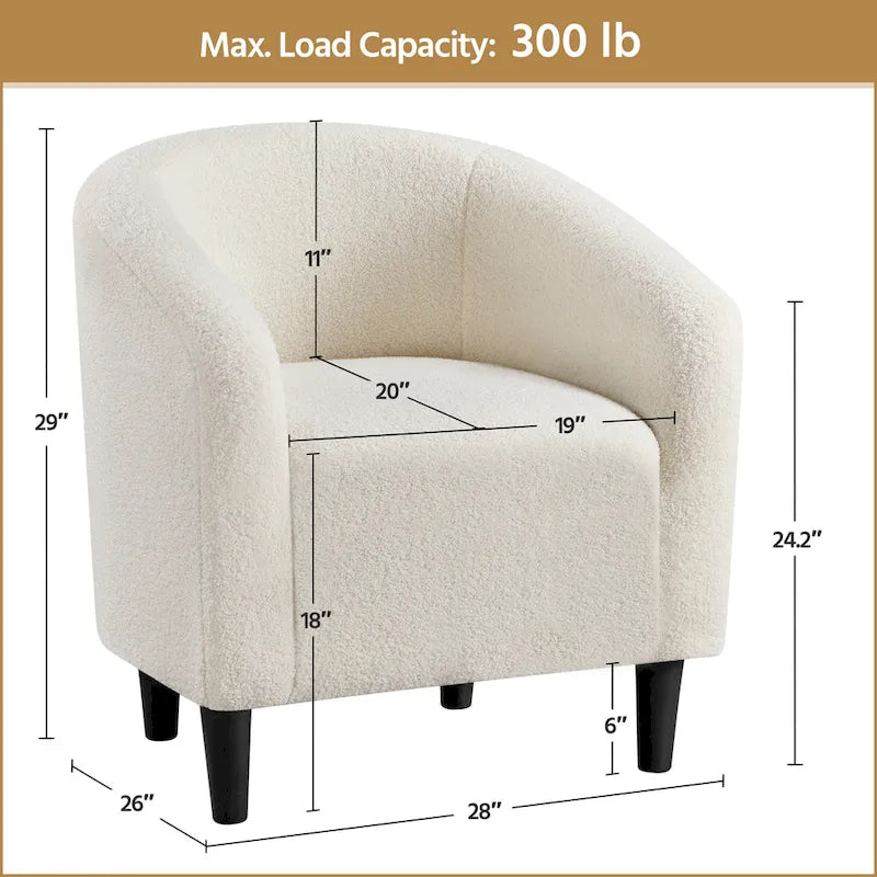 Yaheetech Club Chair Accent Barrel Chair Upholstered Arm Chair