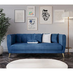 Scarlett Velvet Flared Arm 3-Seater Sofa with 4 Throw Pillow