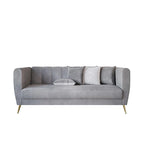Scarlett Velvet Flared Arm 3-Seater Sofa with 4 Throw Pillow