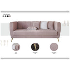 Scarlett Velvet Flared Arm 3-Seater Sofa with 4 Throw Pillow