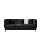 Scarlett Velvet Flared Arm 3-Seater Sofa with 4 Throw Pillow