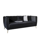 Scarlett Velvet Flared Arm 3-Seater Sofa with 4 Throw Pillow