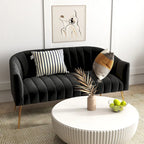 SEYNAR Modern Glam Comfy 50 Metal Legs Curved Sofa 2 Seaters Loveseat with Tufted Back