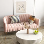 SEYNAR Modern Glam Comfy 50 Metal Legs Curved Sofa 2 Seaters Loveseat with Tufted Back