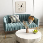 SEYNAR Modern Glam Comfy 50 Metal Legs Curved Sofa 2 Seaters Loveseat with Tufted Back