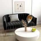 SEYNAR Modern Glam Comfy 50 Metal Legs Curved Sofa 2 Seaters Loveseat with Tufted Back