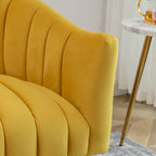 SEYNAR Modern Glam Comfy 50 Metal Legs Curved Sofa 2 Seaters Loveseat with Tufted Back
