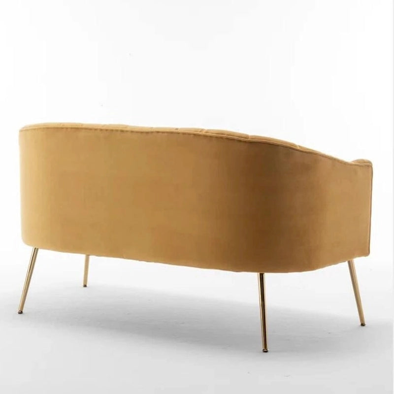 SEYNAR Modern Glam Comfy 50 Metal Legs Curved Sofa 2 Seaters Loveseat with Tufted Back