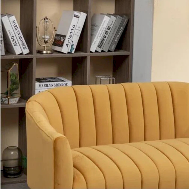 SEYNAR Modern Glam Comfy 50 Metal Legs Curved Sofa 2 Seaters Loveseat with Tufted Back