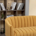 SEYNAR Modern Glam Comfy 50 Metal Legs Curved Sofa 2 Seaters Loveseat with Tufted Back