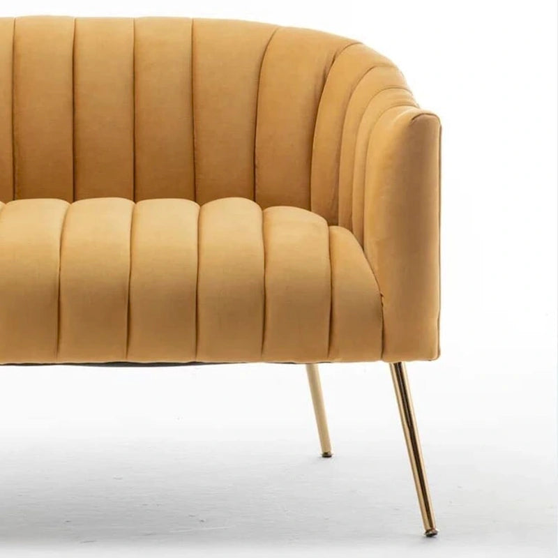 SEYNAR Modern Glam Comfy 50 Metal Legs Curved Sofa 2 Seaters Loveseat with Tufted Back