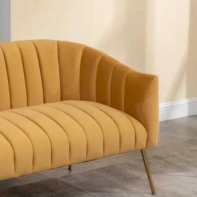 SEYNAR Modern Glam Comfy 50 Metal Legs Curved Sofa 2 Seaters Loveseat with Tufted Back