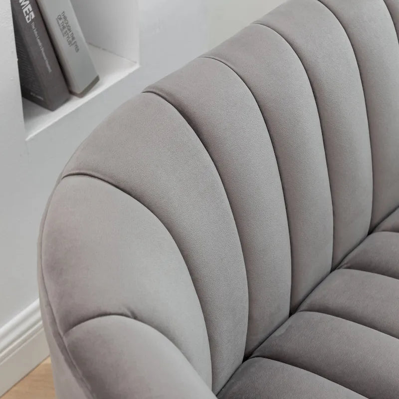 SEYNAR Modern Glam Comfy 50 Metal Legs Curved Sofa 2 Seaters Loveseat with Tufted Back