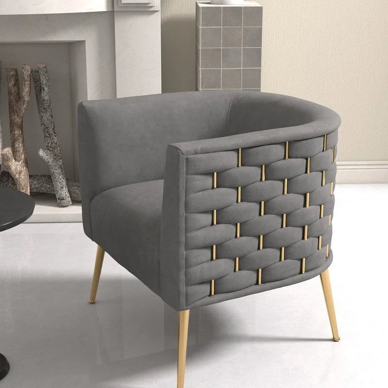 SEYNAR Mid-Century Modern Velvet Round Accent Chair for Living Room