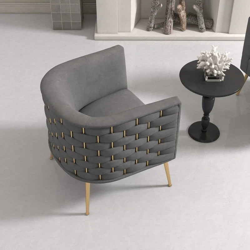 SEYNAR Mid-Century Modern Velvet Round Accent Chair for Living Room