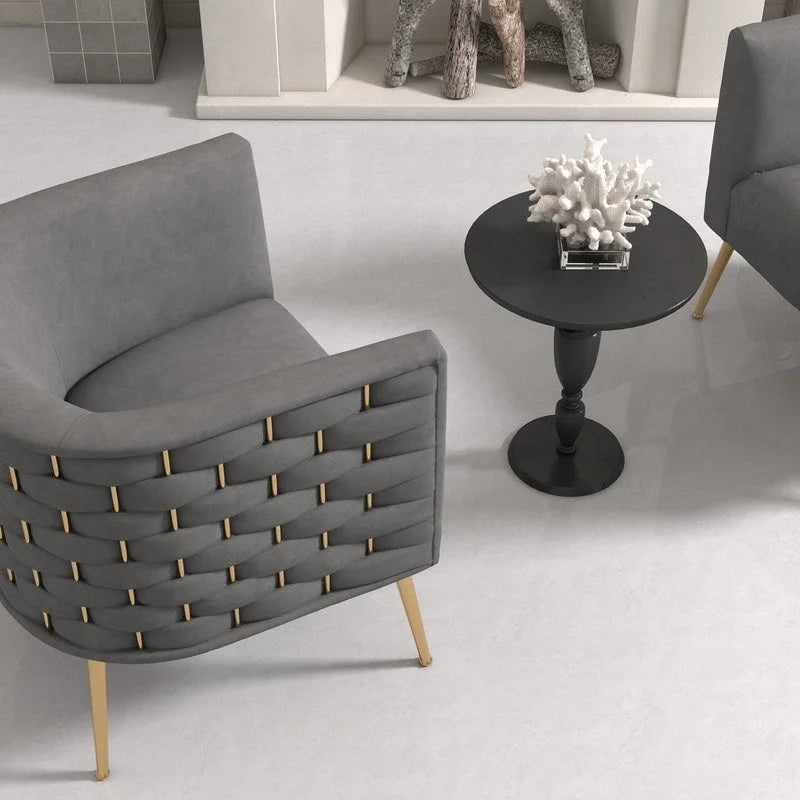 SEYNAR Mid-Century Modern Velvet Round Accent Chair for Living Room