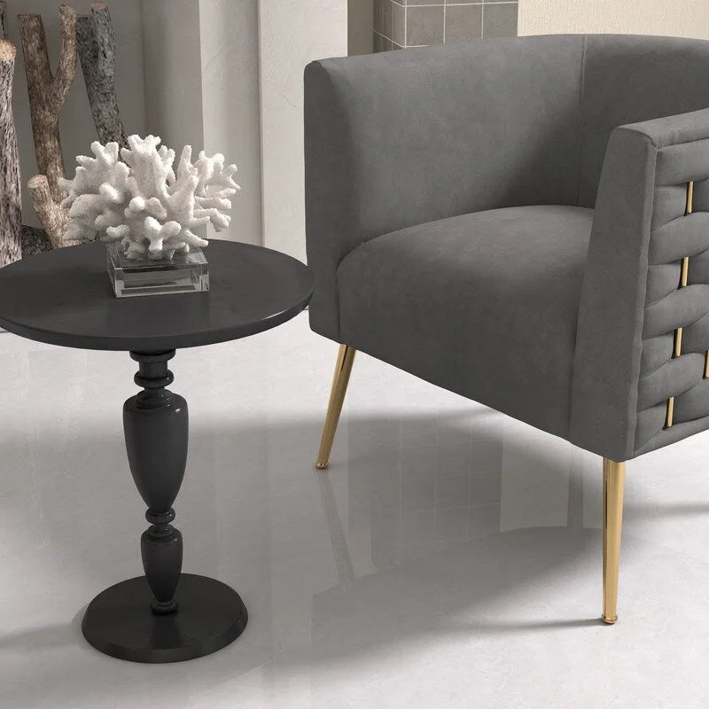 SEYNAR Mid-Century Modern Velvet Round Accent Chair for Living Room