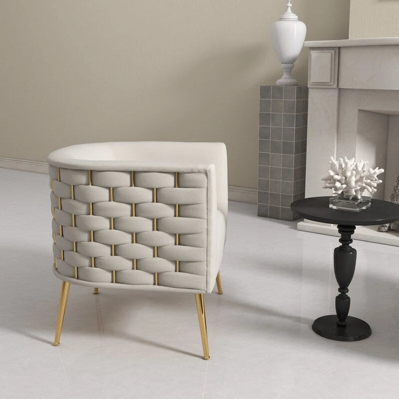SEYNAR Mid-Century Modern Velvet Round Accent Chair for Living Room