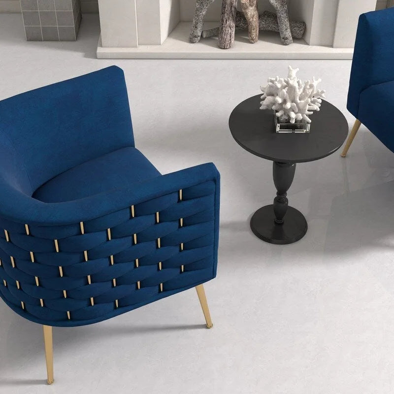 SEYNAR Mid-Century Modern Velvet Round Accent Chair for Living Room