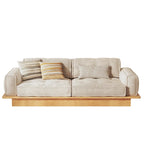 JASIWAY Corduroy Beige Sofa With Wood Frame
