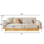 JASIWAY Corduroy Beige Sofa With Wood Frame