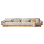 JASIWAY Corduroy Beige Sofa With Wood Frame