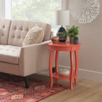 Penelope White Round Table with Shelf