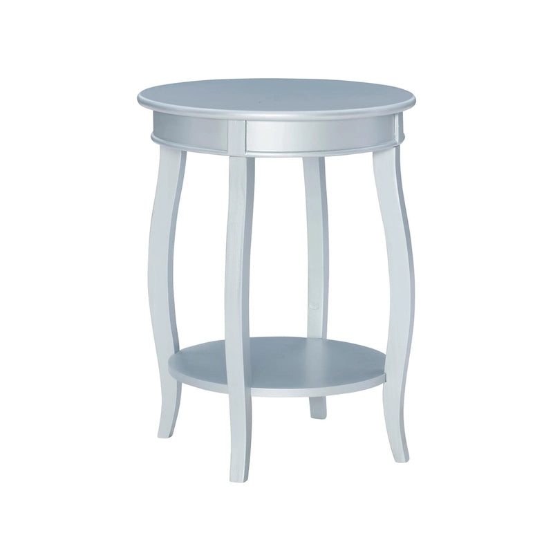 Penelope White Round Table with Shelf