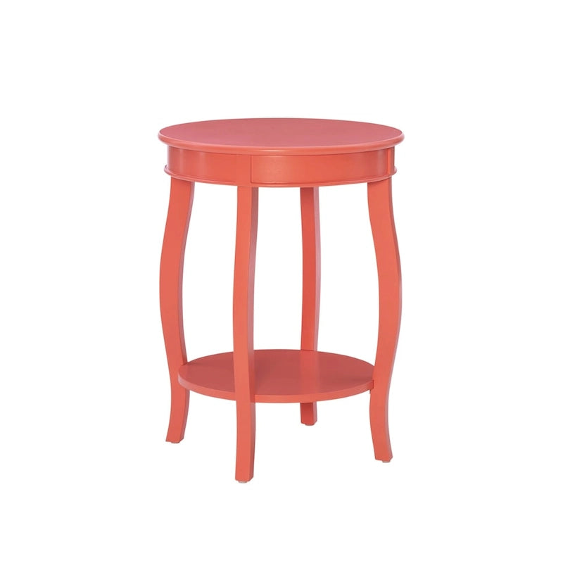 Penelope White Round Table with Shelf