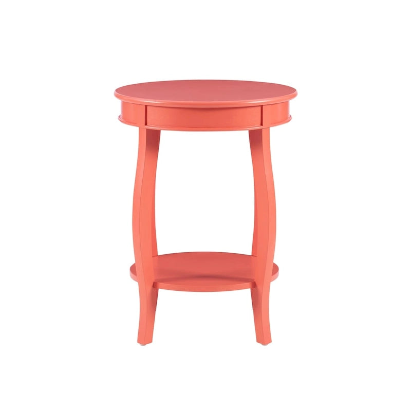 Penelope White Round Table with Shelf