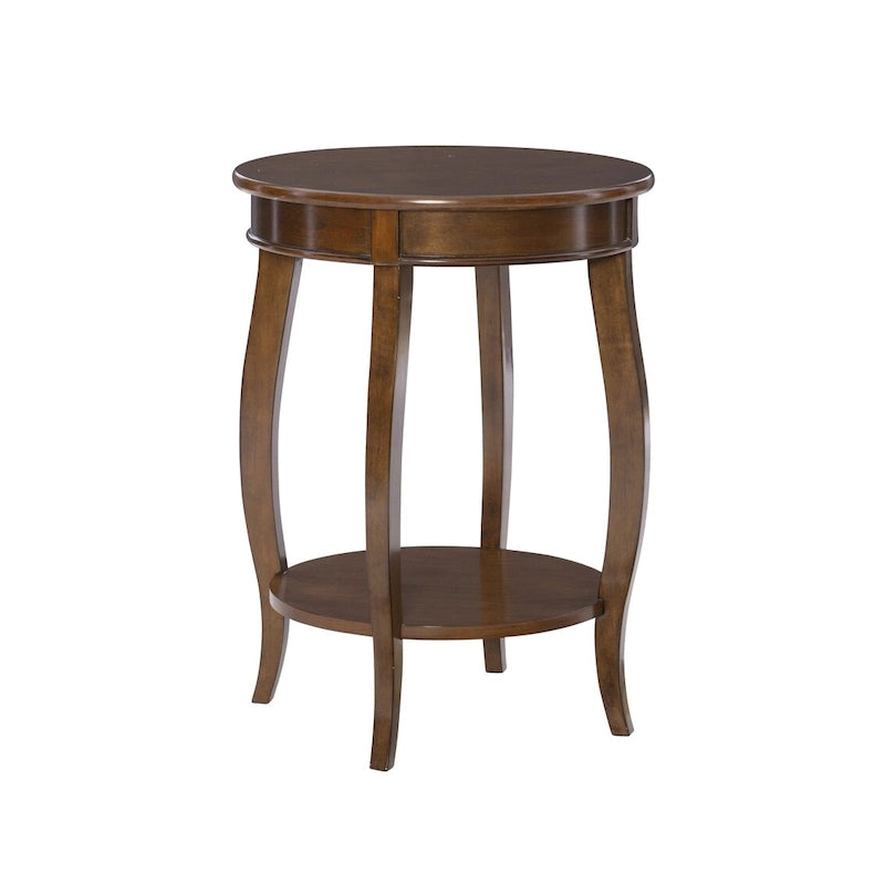 Penelope White Round Table with Shelf
