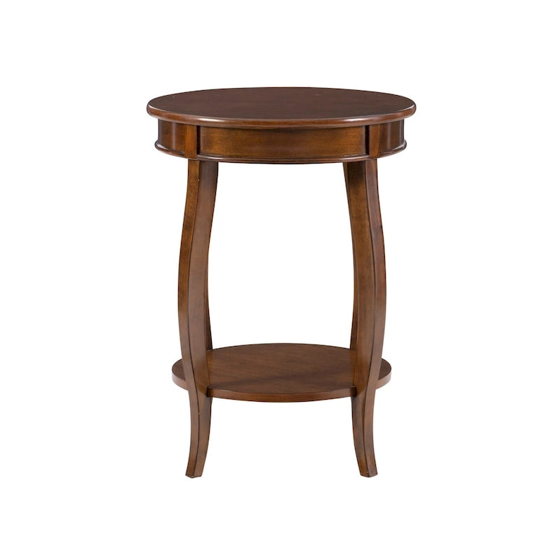 Penelope White Round Table with Shelf