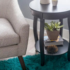 Penelope White Round Table with Shelf