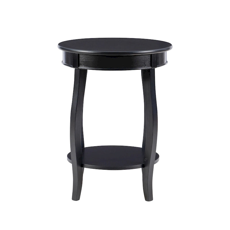 Penelope White Round Table with Shelf