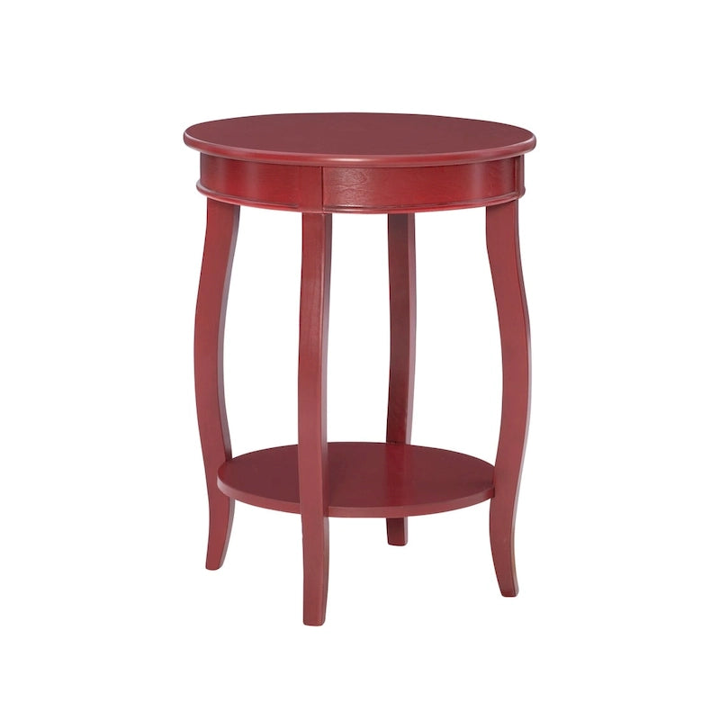 Penelope White Round Table with Shelf